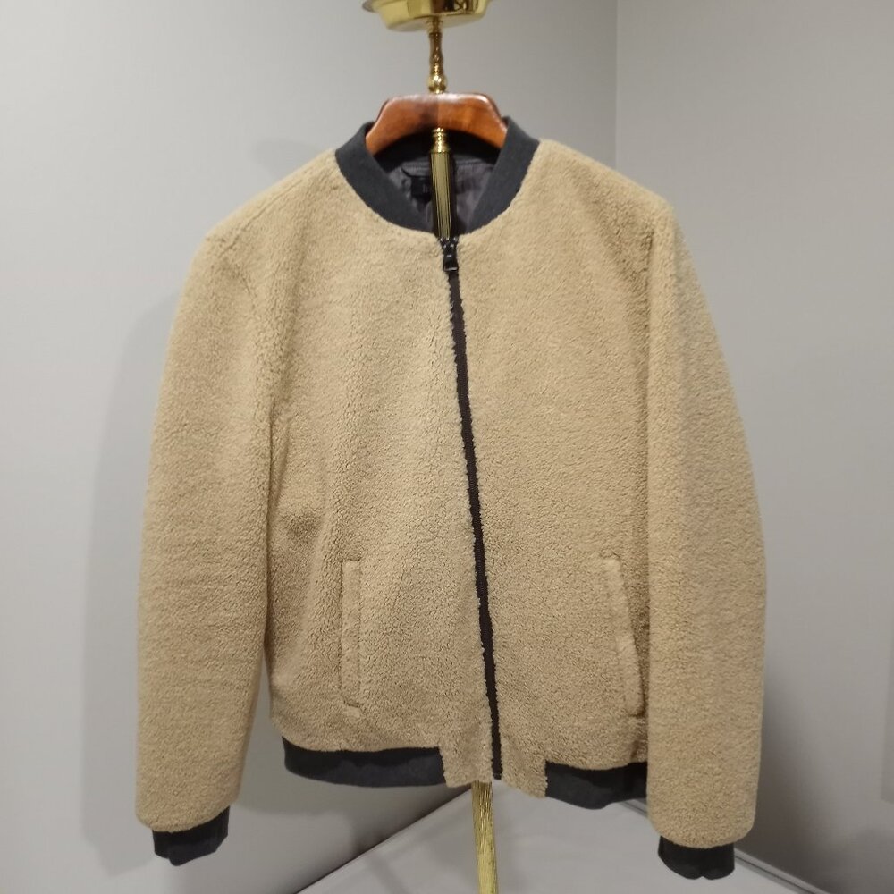 TRUTH BY REPUBLIC IVORY FAUX SHERPA BOMBER JACKET MEN SIZE XL